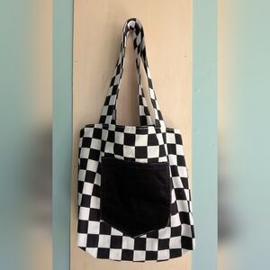 Checkered Black and White Tote Bag